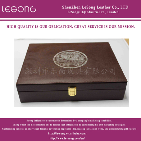 LS1289 Wooden Leather Gift Tea Box