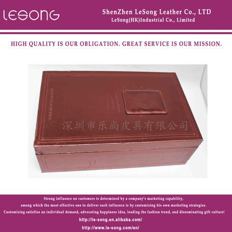 LS1303 Customized Handmade Wine Tote Brown Leather Wine Box