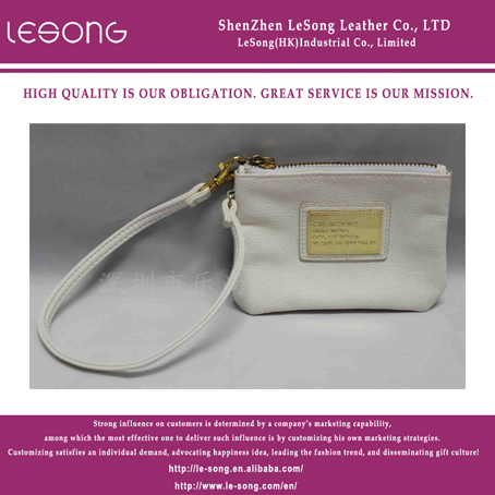 LS1174 Soft White Leather Cosmetic Bag
