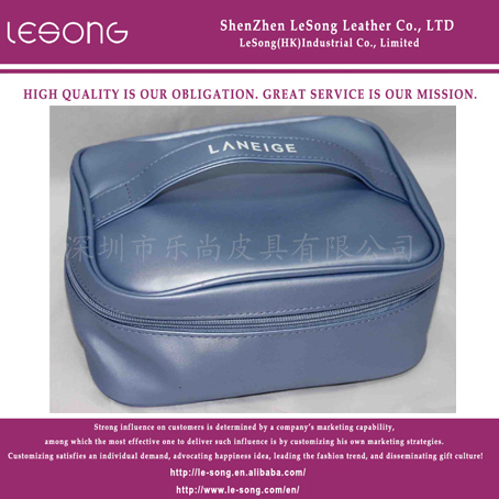 LS1181 Blue Leather Cosmetic Bag