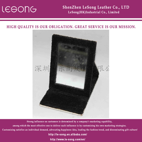 LS1247 Black Leather Compact Mirror