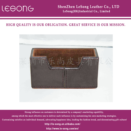 LS1408 Brown Leather Name Card Holder Box