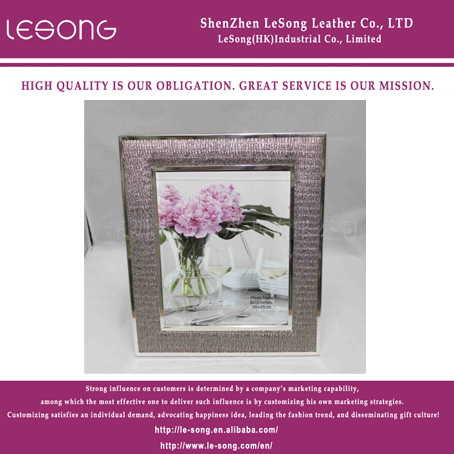 LS1224 Leather Photo Frame Stainless Steel Edge