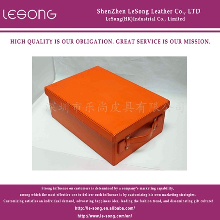 LS1327 Orange Leather Storage Suitcase
