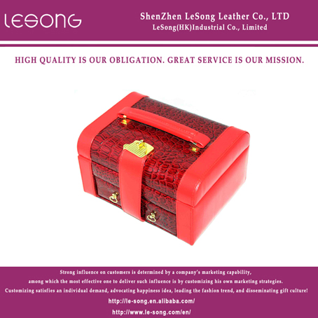 LS1002 High-end Red Leather Jewelry Box
