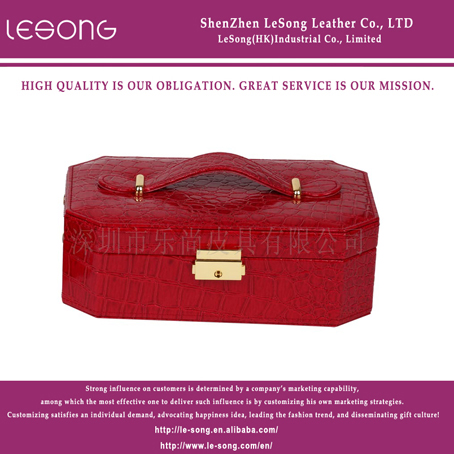 LS1087 Red Crocodile Leather Jewelry Box