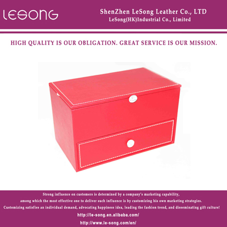LS1101 Red Leather Jewelry Box