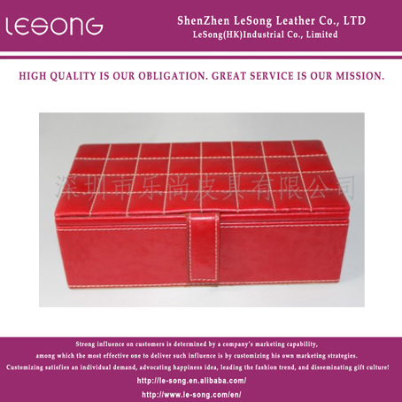 LS1117 Red Leather Square Jewelry Box