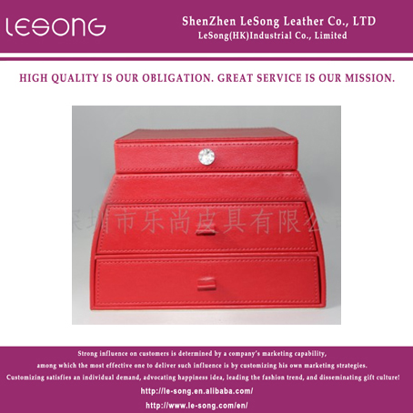 LS1123 Red Leather Jewelry Drawer Box