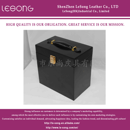 LS1363 High-end Black PU Leather Cosmetic Box