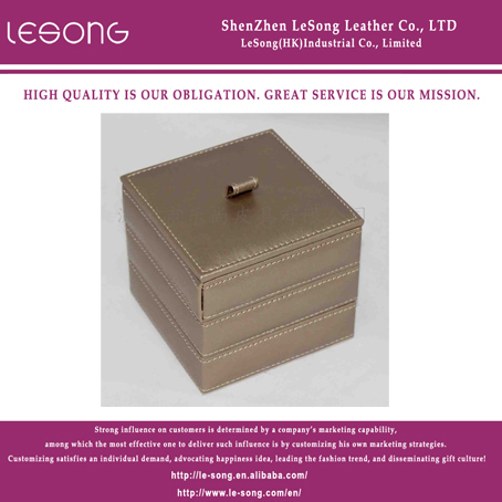 LS1374 Small Size Leather Jewelry Box With Three Layers