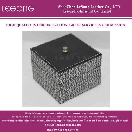 LS1381 Three Layers Non-woven Jewelry Box With Leather Lid