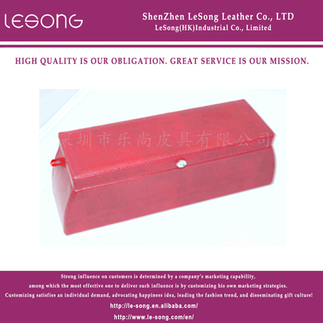 LS1420 Red Leather Trapezoid Jewelry Case